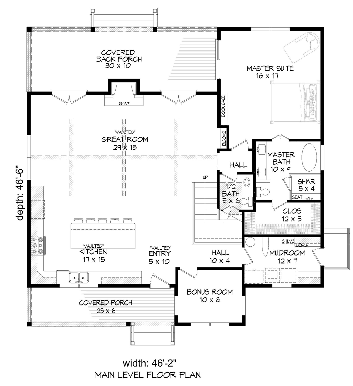Country Farmhouse Traditional Level One of Plan 80904