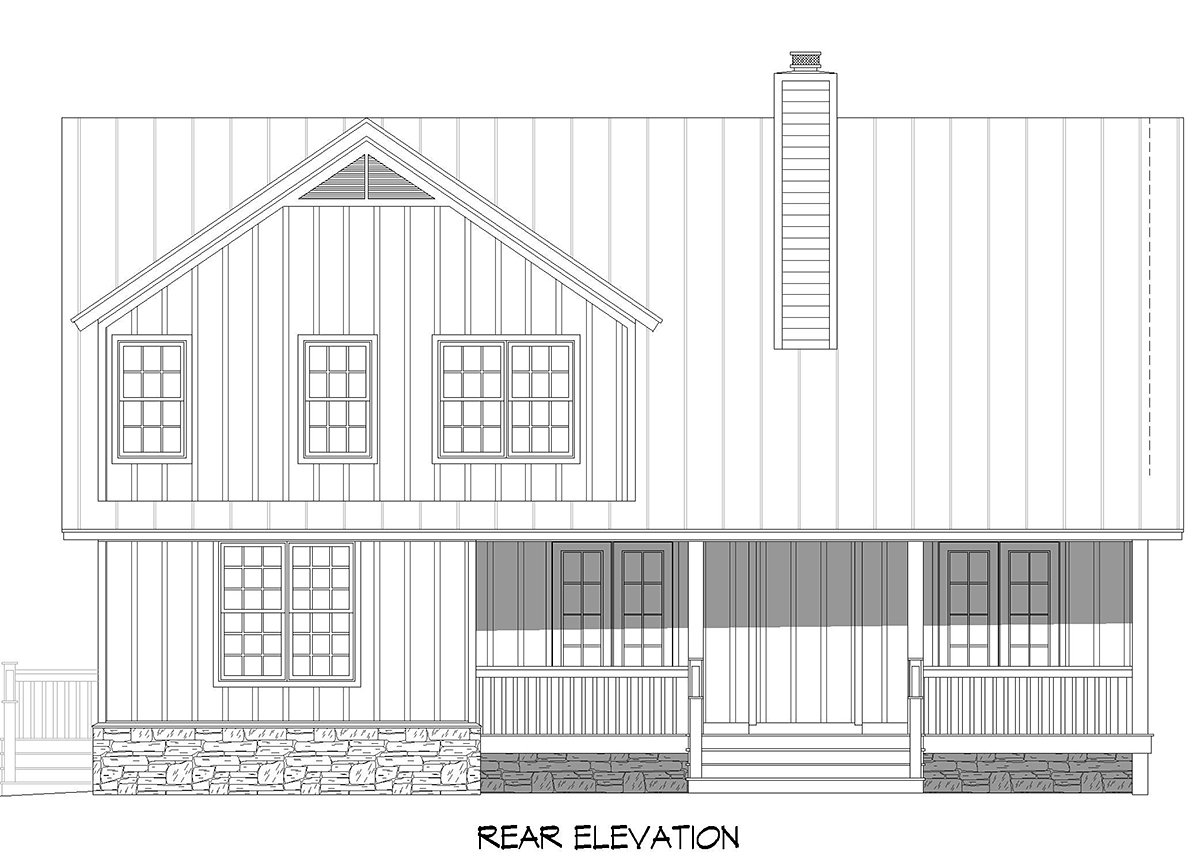 Country Farmhouse Traditional Rear Elevation of Plan 80904