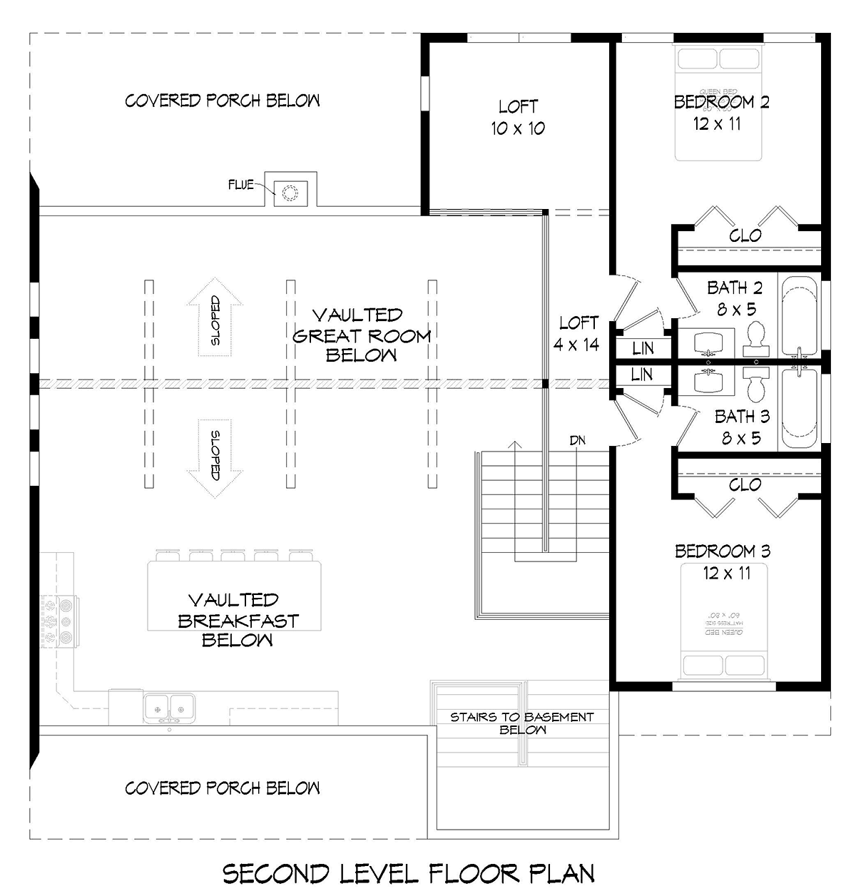 Country Farmhouse Traditional Level Two of Plan 80905