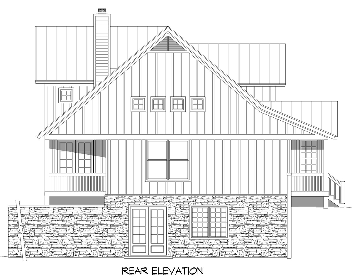 Country Farmhouse Traditional Rear Elevation of Plan 80905