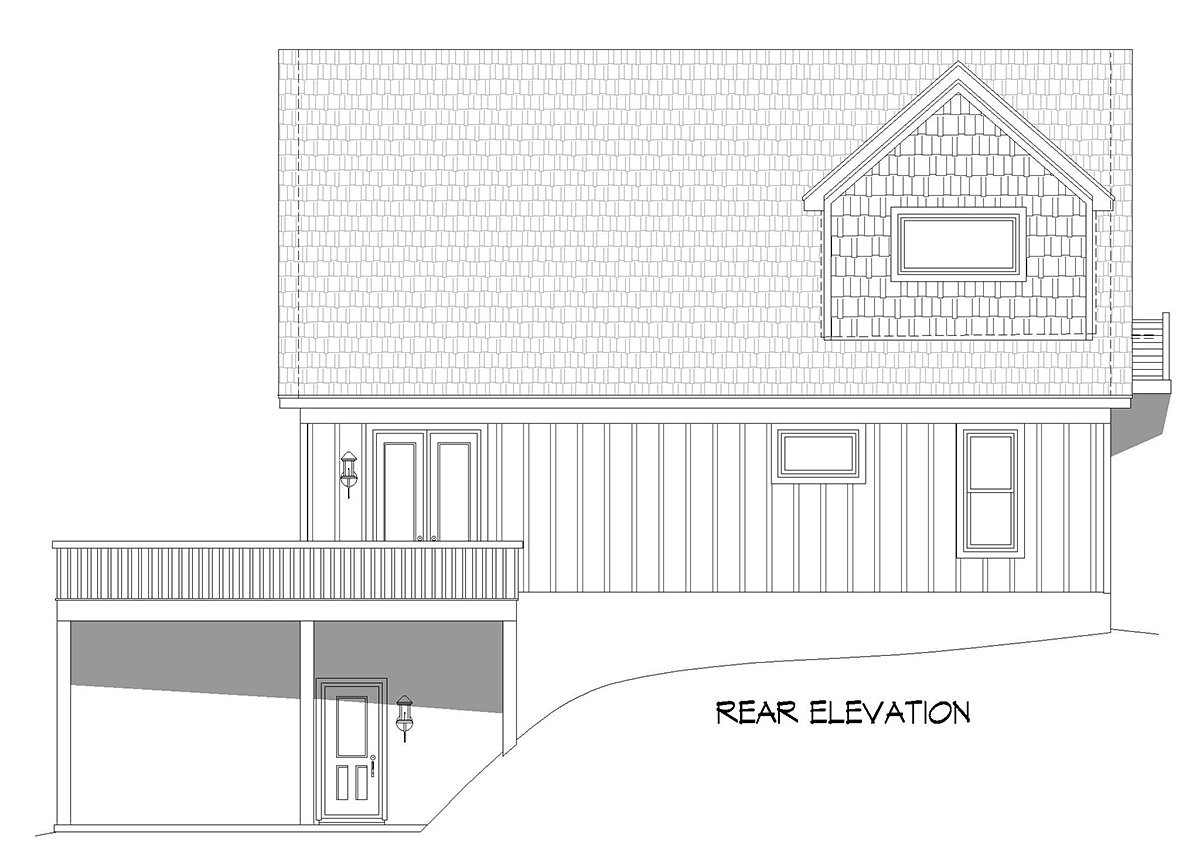 A-Frame Cabin Contemporary Rear Elevation of Plan 80906