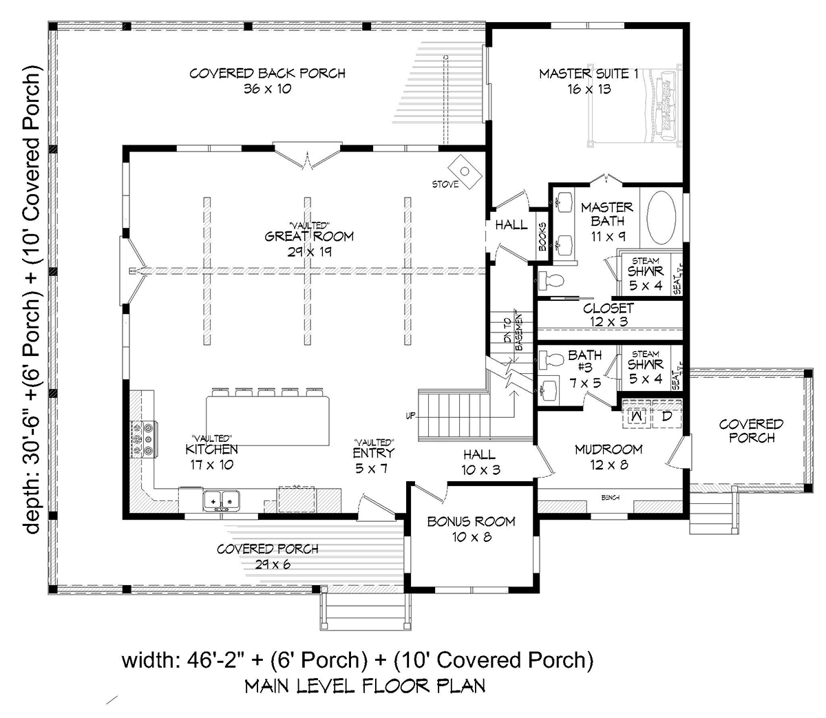 Cottage Country Farmhouse Traditional Level One of Plan 80907