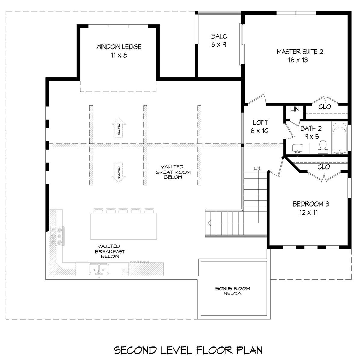 Cottage Country Farmhouse Traditional Level Two of Plan 80907