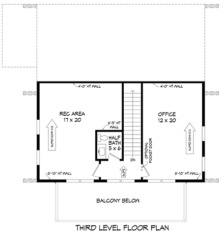 Garage-Living Plan 80908 Third Level Plan