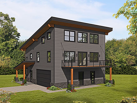 Garage-Living Plan 80908 Elevation