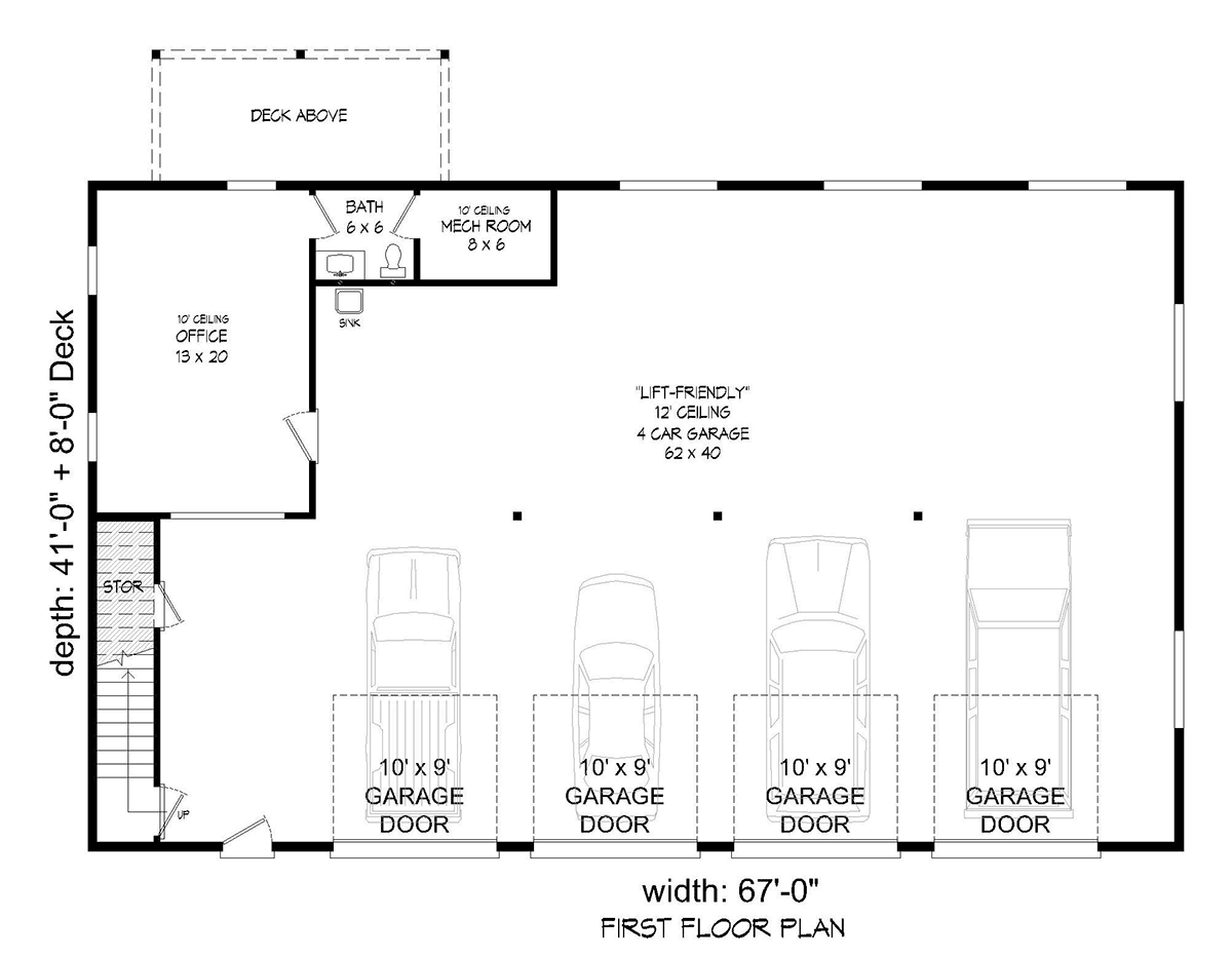 Garage-Living Plan 80909 Level One