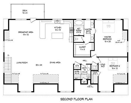 Garage-Living Plan 80909 Second Level Plan