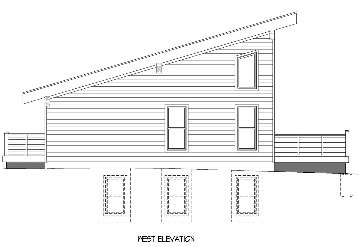 Coastal, Contemporary, Modern Garage-Living Plan 80912 with 2 Beds, 2 Baths Rear Elevation