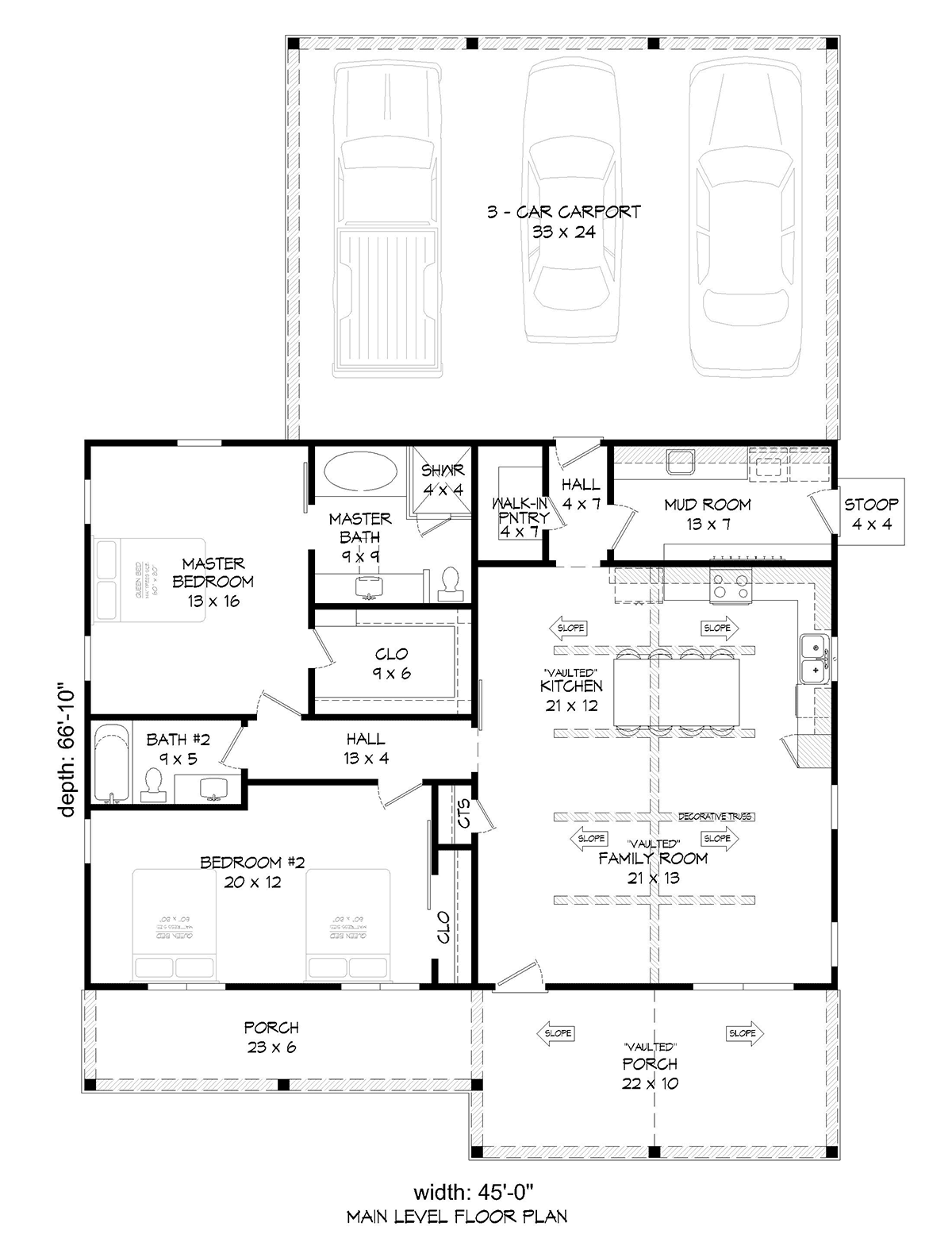 Country Ranch Traditional Level One of Plan 80916
