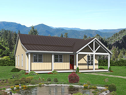 Country Ranch Traditional Elevation of Plan 80916
