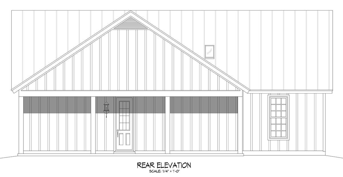 Country Ranch Traditional Rear Elevation of Plan 80916