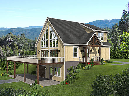 Cabin Country Prairie Style Traditional Elevation of Plan 80918