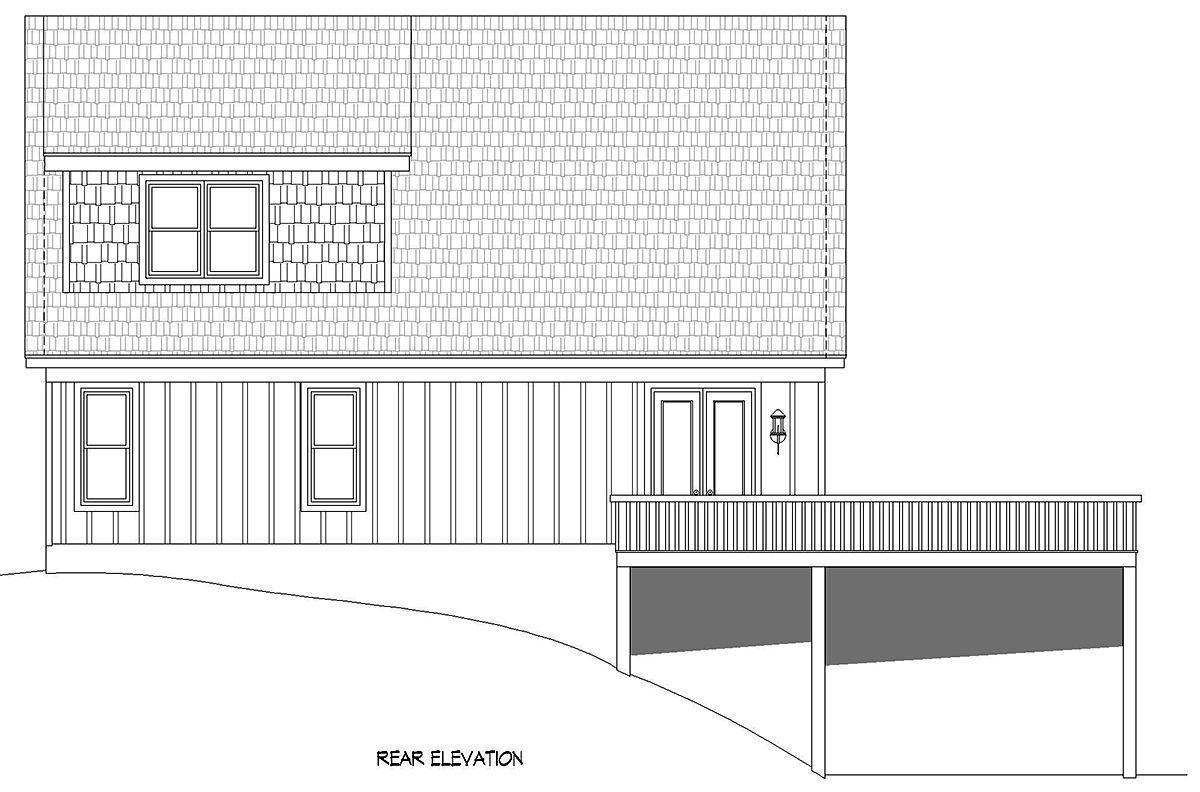 Cabin Country Prairie Style Traditional Rear Elevation of Plan 80918