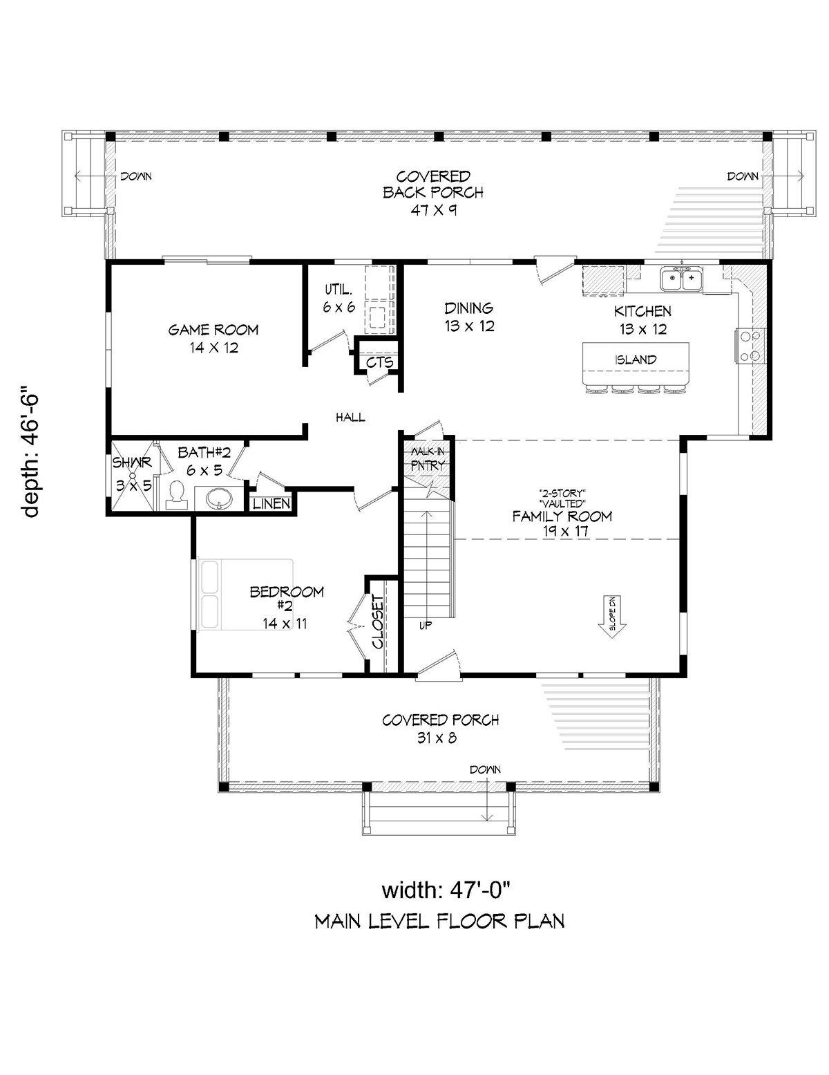Country Farmhouse Traditional Level One of Plan 80919