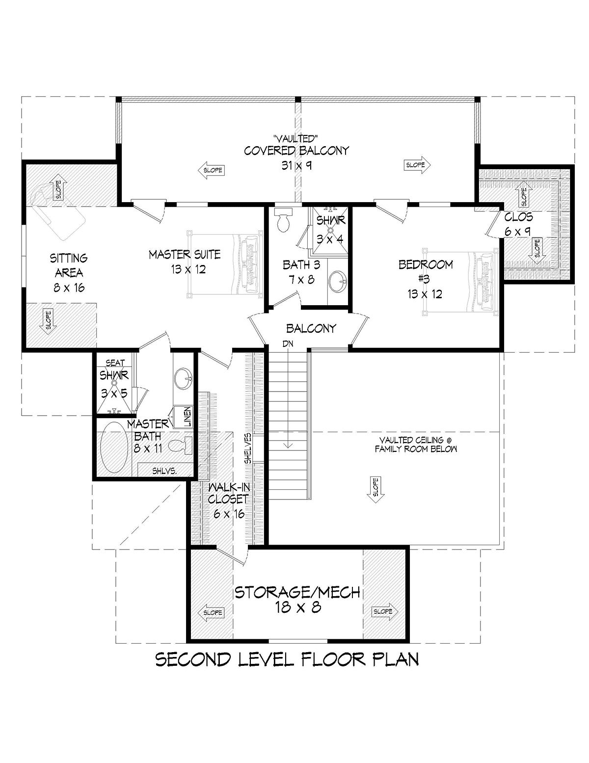 Country Farmhouse Traditional Level Two of Plan 80919