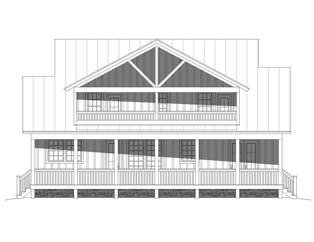 Country Farmhouse Traditional Rear Elevation of Plan 80919