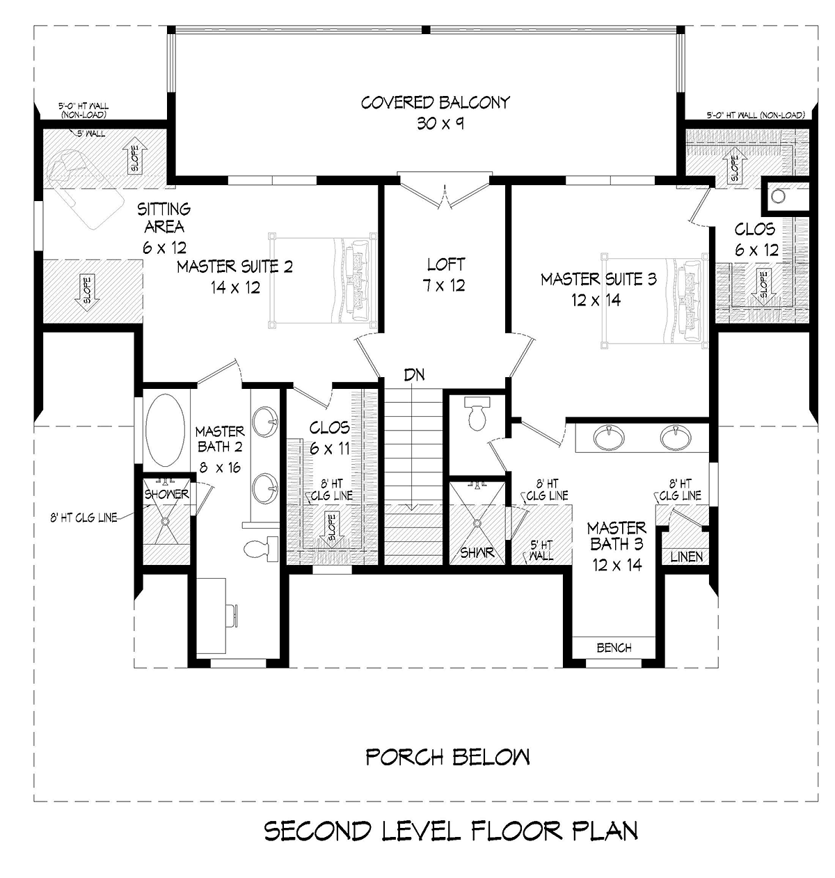 Country Farmhouse Ranch Traditional Level Two of Plan 80920