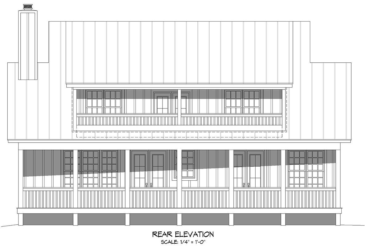 Country Farmhouse Ranch Traditional Rear Elevation of Plan 80920