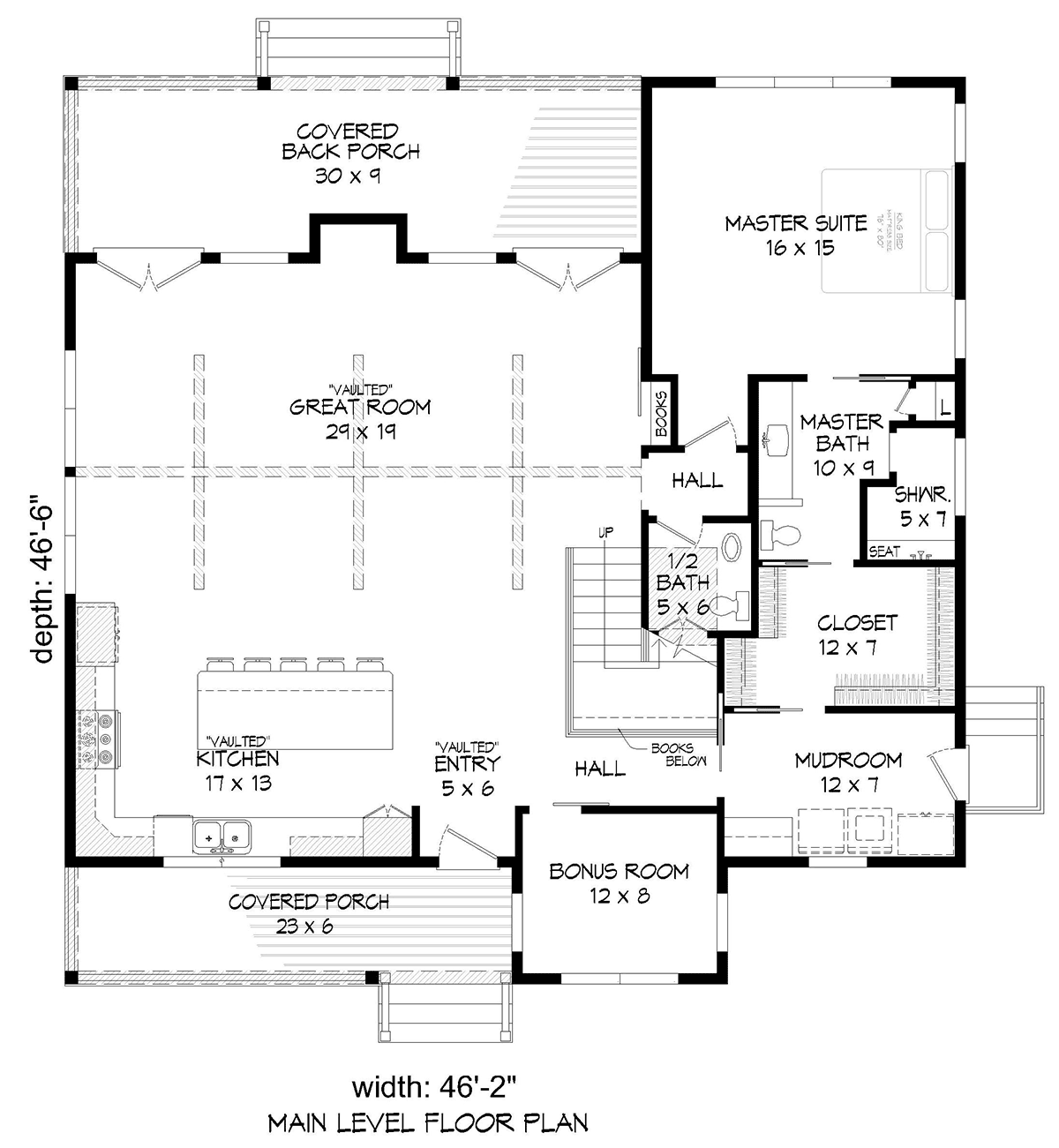 Country Farmhouse Traditional Level One of Plan 80923