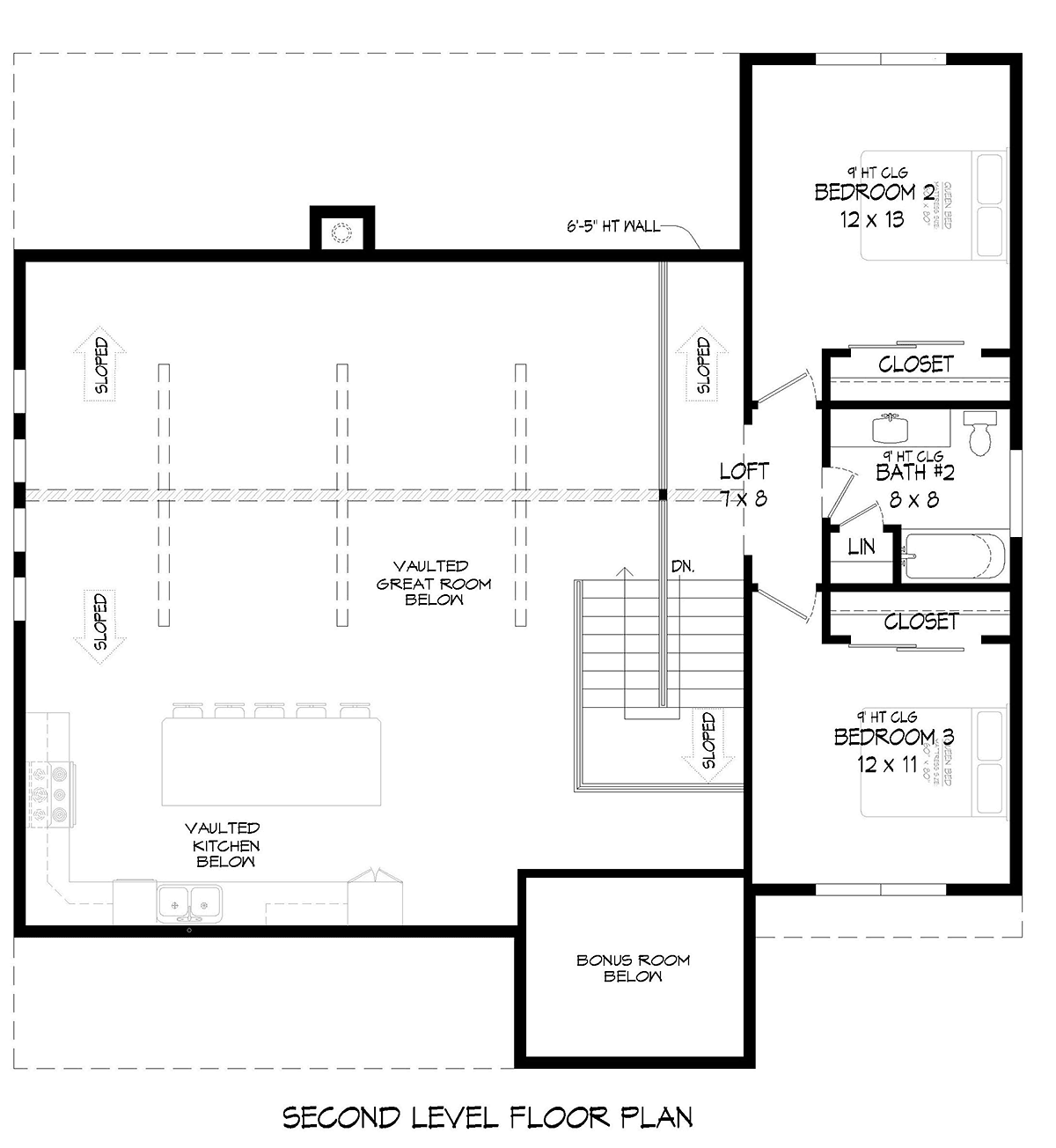 Country Farmhouse Traditional Level Two of Plan 80923
