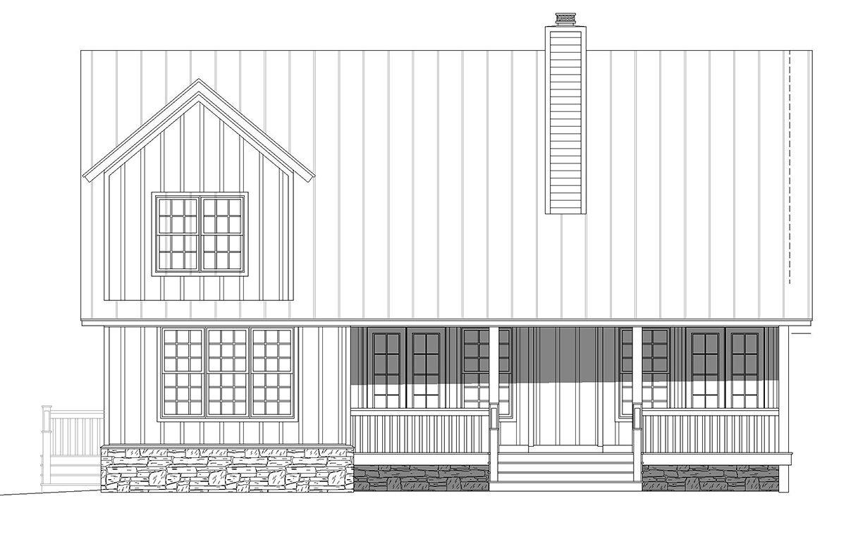 Country Farmhouse Traditional Rear Elevation of Plan 80923