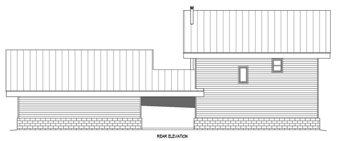 Coastal, Contemporary, Modern Plan with 1984 Sq. Ft., 3 Bedrooms, 3 Bathrooms, 2 Car Garage Rear Elevation