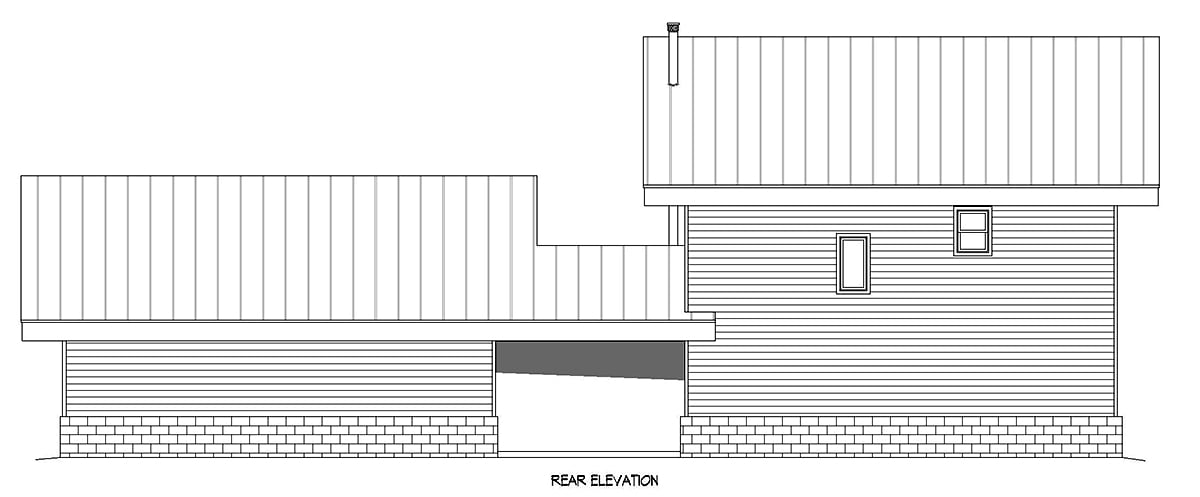 Coastal Contemporary Modern Rear Elevation of Plan 80926