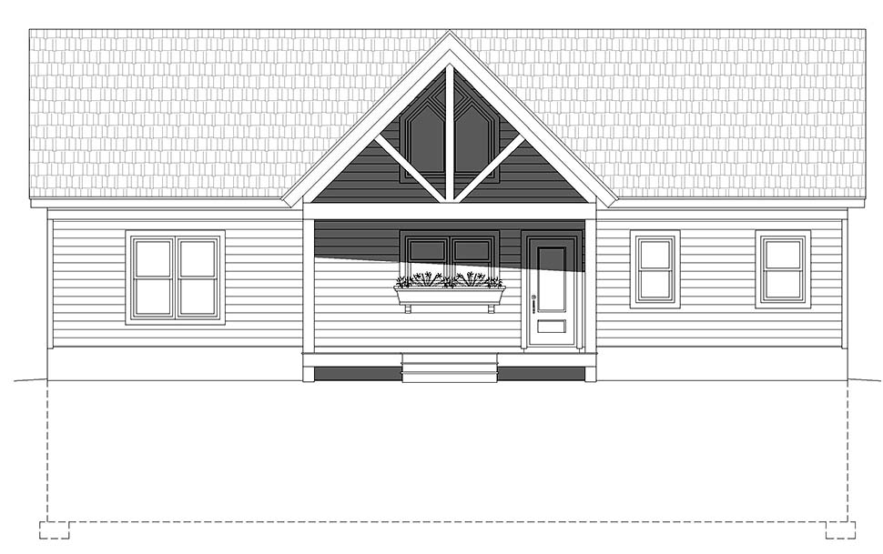 Cottage, Country, Farmhouse, Traditional Plan with 1413 Sq. Ft., 3 Bedrooms, 2 Bathrooms Picture 4