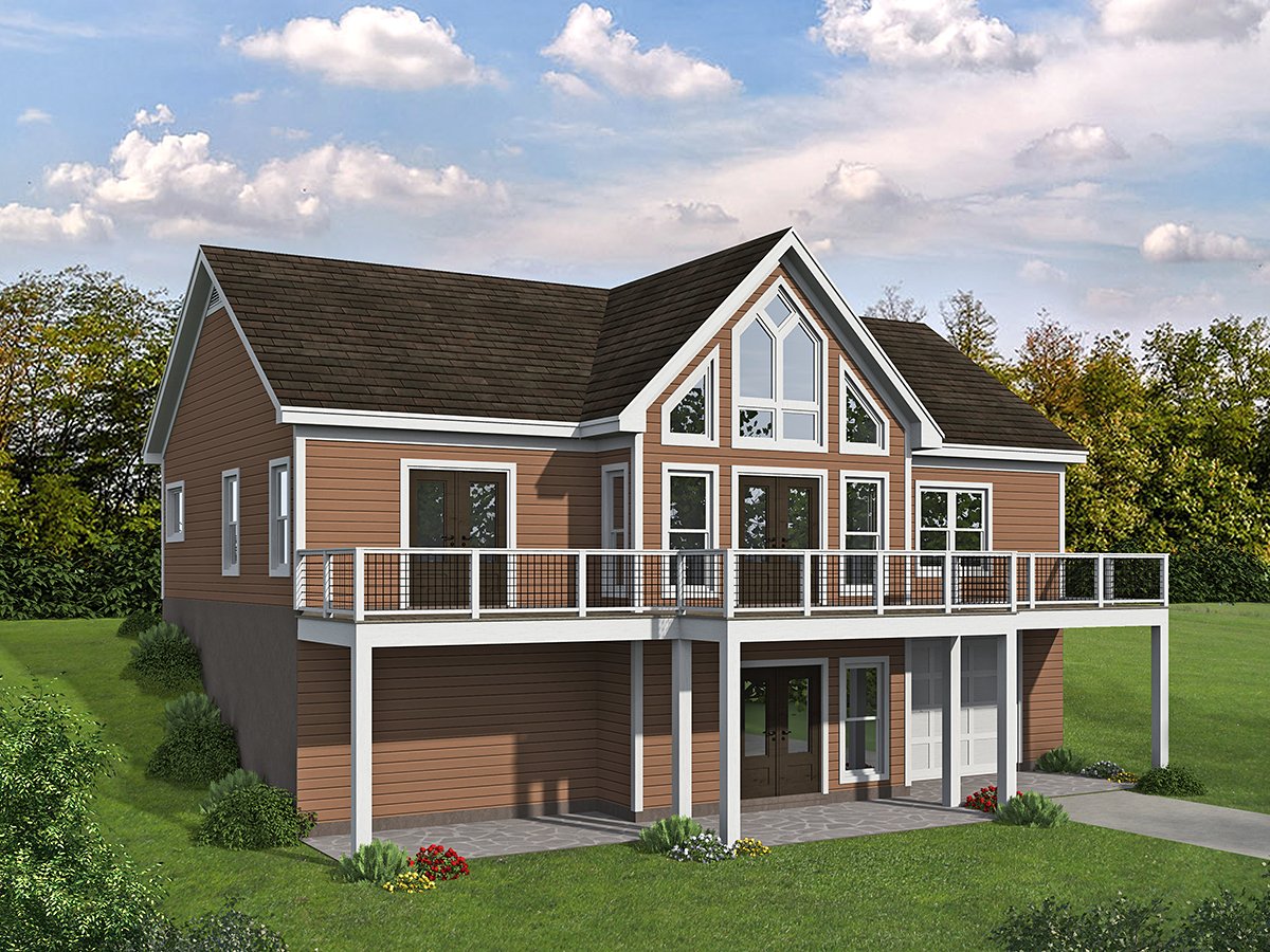 Cottage, Country, Farmhouse, Traditional Plan with 1413 Sq. Ft., 3 Bedrooms, 2 Bathrooms Rear Elevation