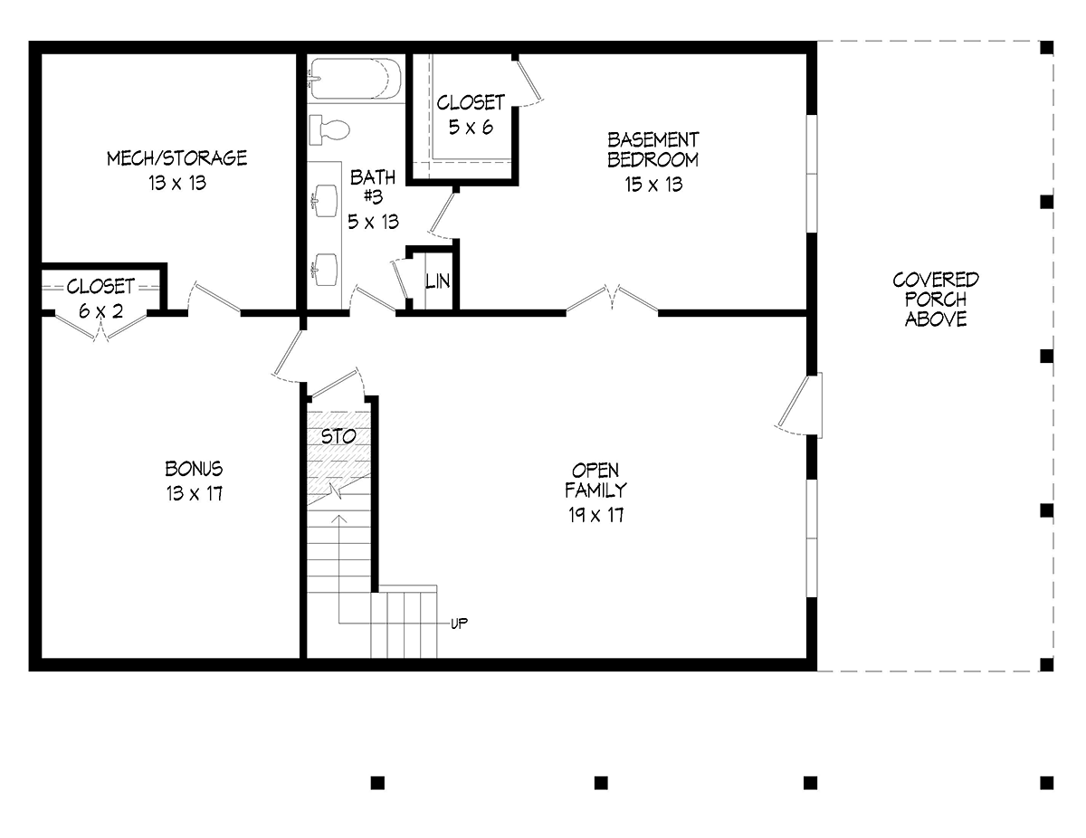 Country Prairie Style Ranch Traditional Lower Level of Plan 80928