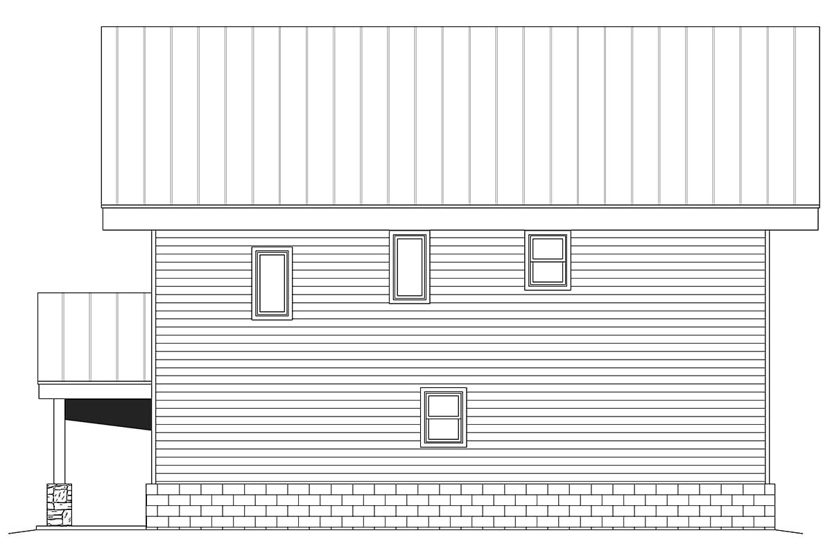 Coastal, Contemporary, Modern Garage-Living Plan 80929 with 2 Beds, 3 Baths, 3 Car Garage Rear Elevation