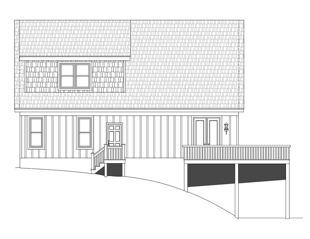 Country Prairie Style Ranch Traditional Rear Elevation of Plan 80932