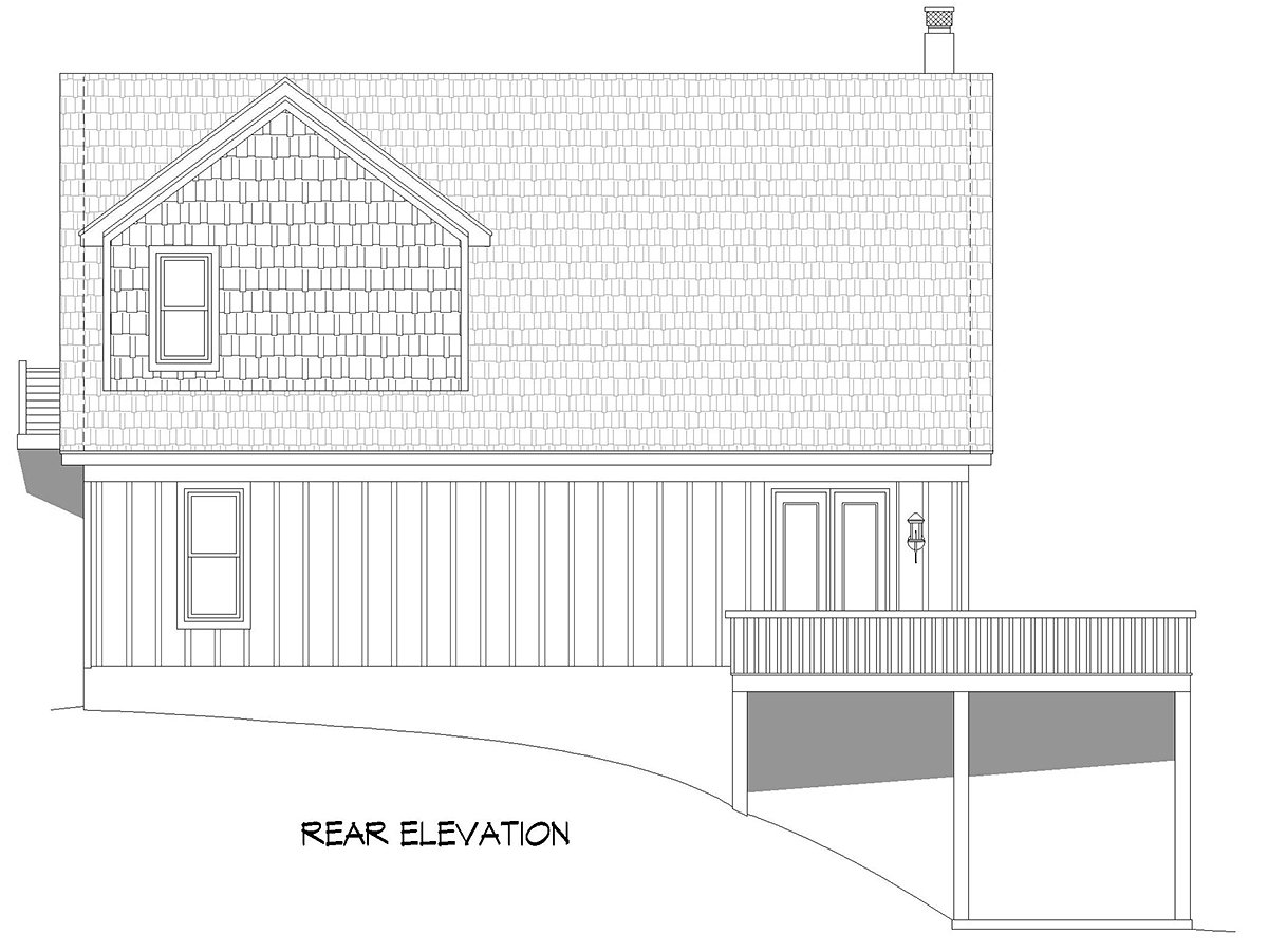 Country Prairie Style Ranch Traditional Rear Elevation of Plan 80933