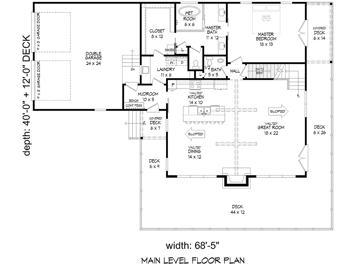 Country Craftsman Farmhouse Prairie Style Ranch Traditional Level One of Plan 80934