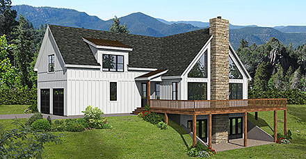 Country Craftsman Farmhouse Prairie Style Ranch Traditional Elevation of Plan 80934