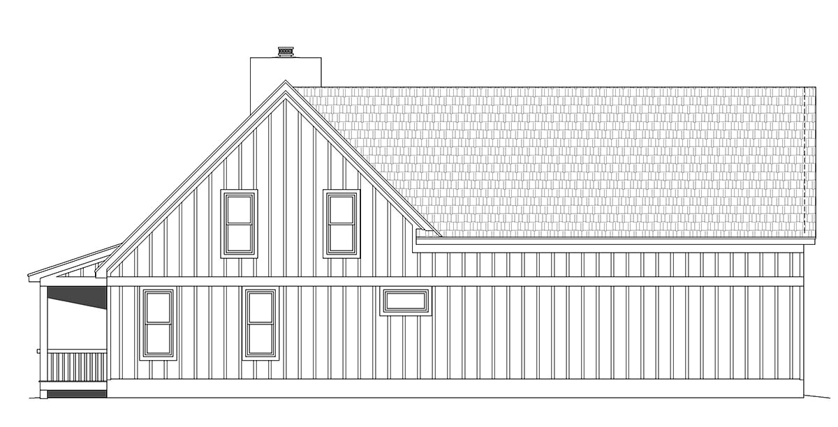 Country Craftsman Farmhouse Prairie Style Ranch Traditional Rear Elevation of Plan 80934