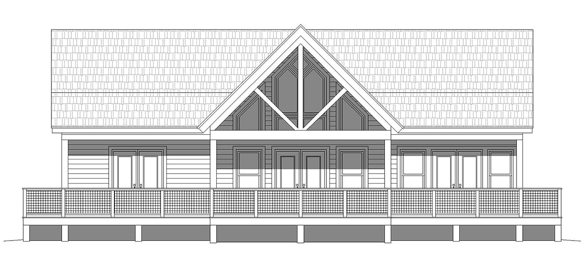 Country Craftsman Farmhouse Prairie Style Ranch Traditional Rear Elevation of Plan 80939