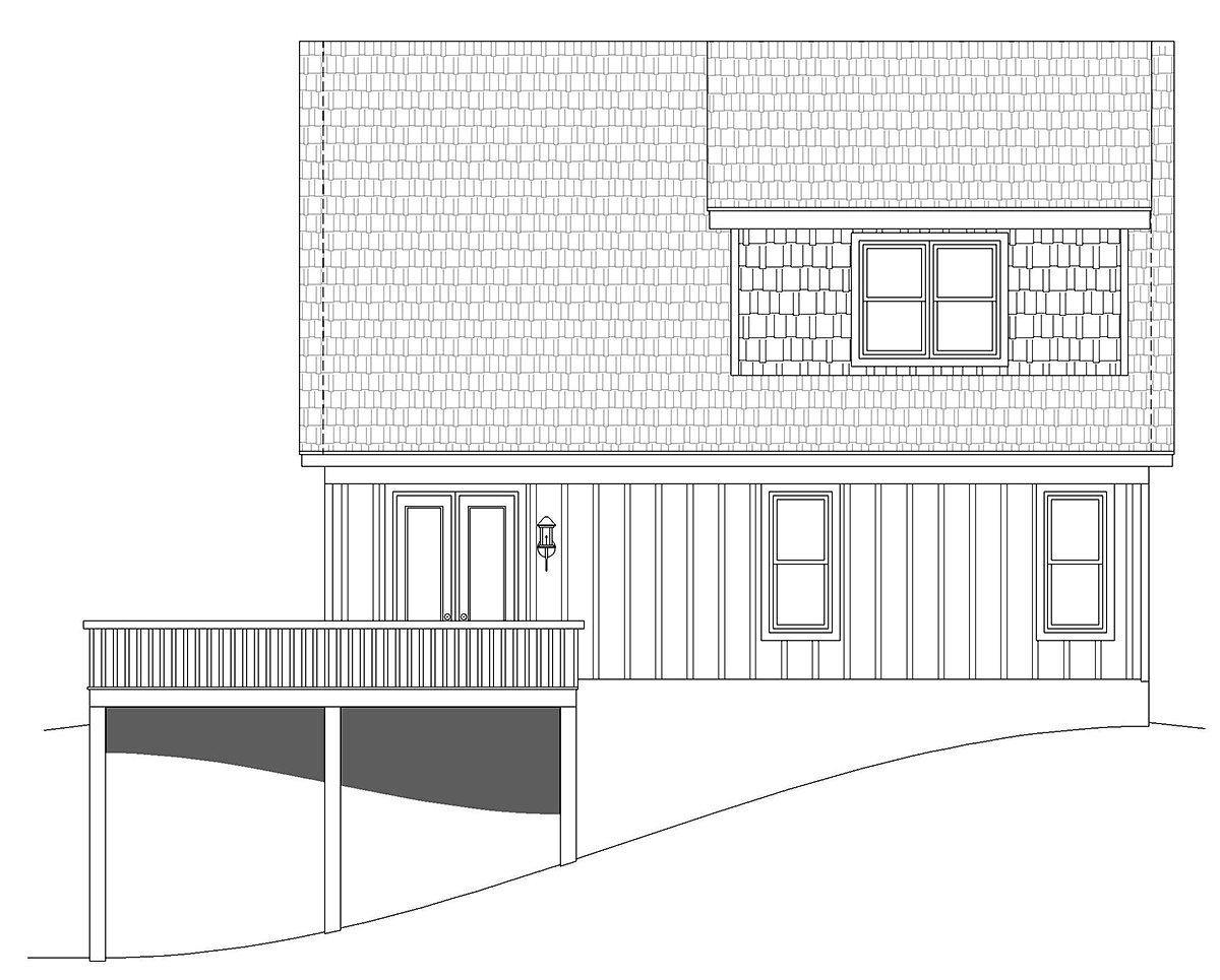 Country French Country Prairie Style Traditional Rear Elevation of Plan 80945