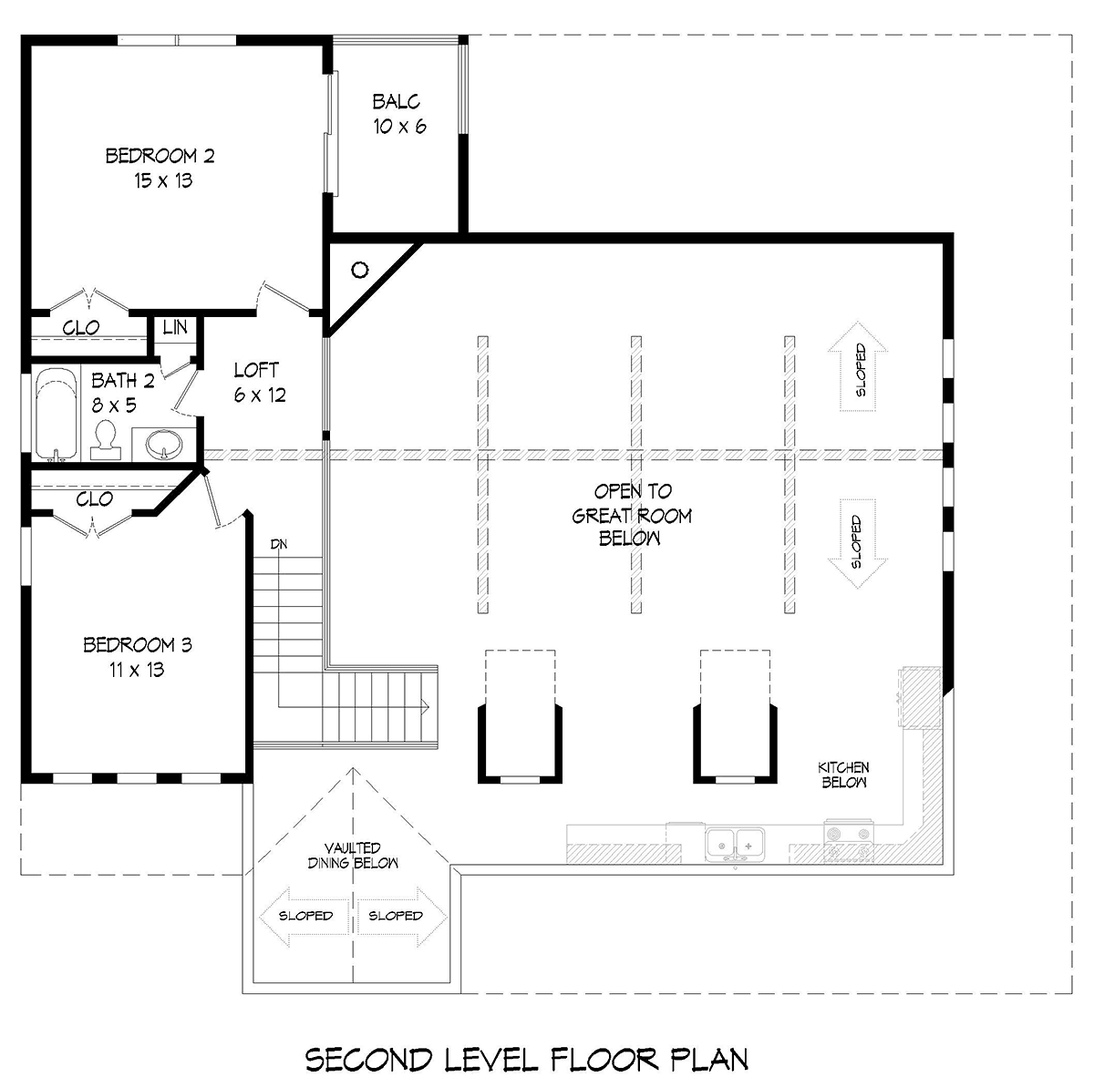 Country Farmhouse Traditional Level Two of Plan 80947
