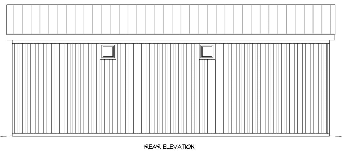 Garage-Living Plan 80949 Rear Elevation