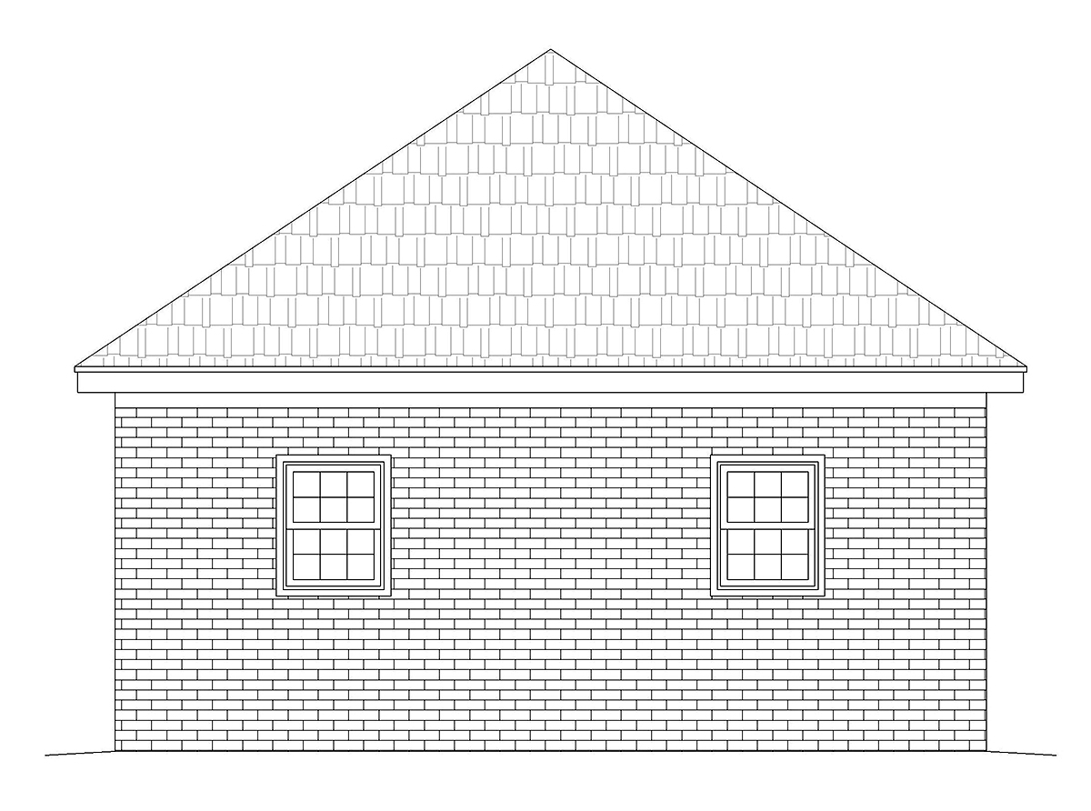 Traditional Rear Elevation of Plan 80952