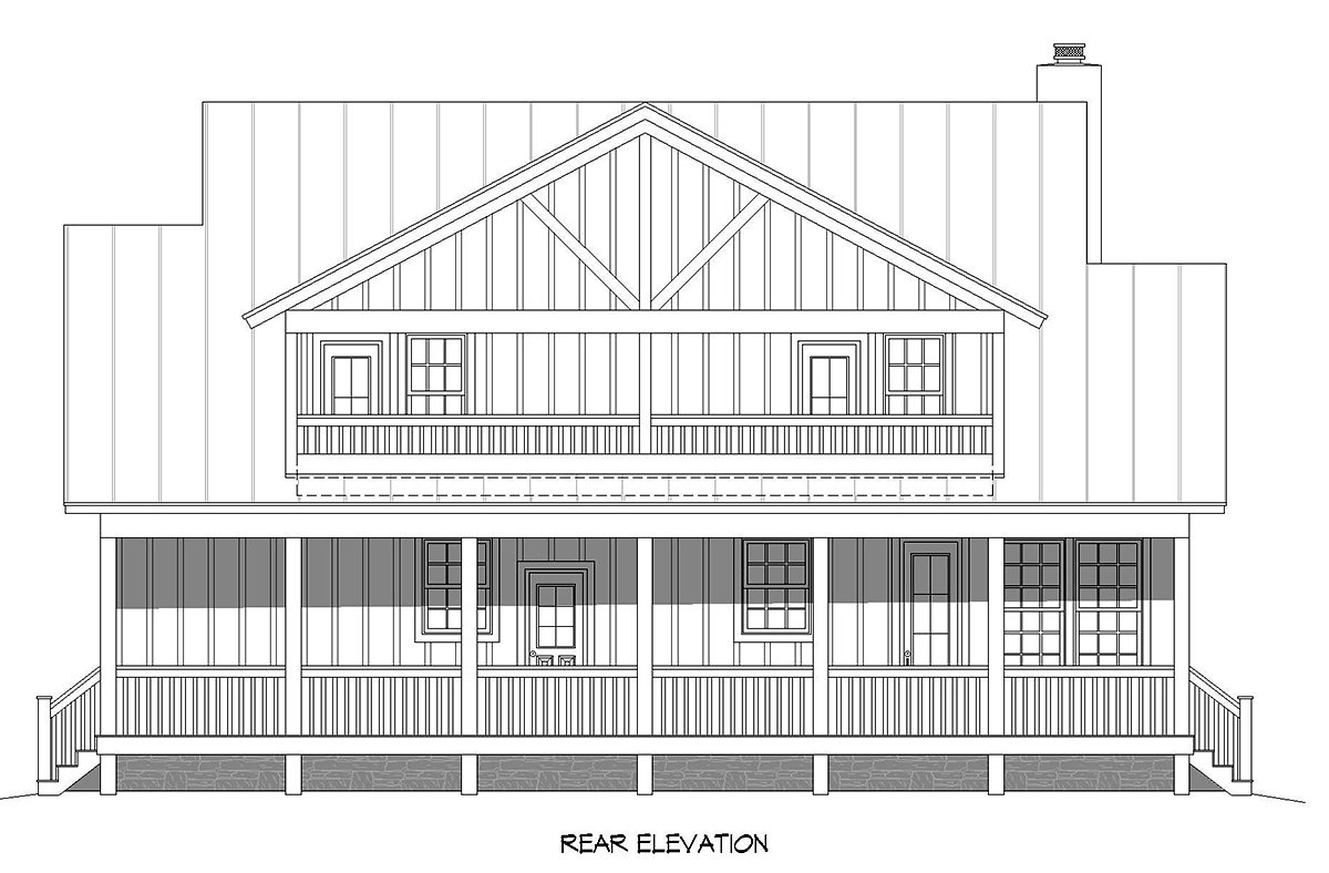 Cottage Country Farmhouse Ranch Traditional Rear Elevation of Plan 80957