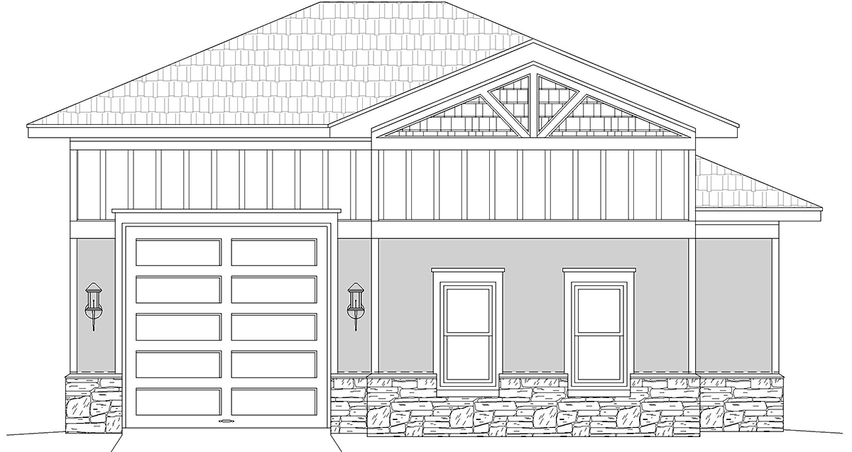 Bungalow Contemporary Craftsman Traditional Rear Elevation of Plan 80961