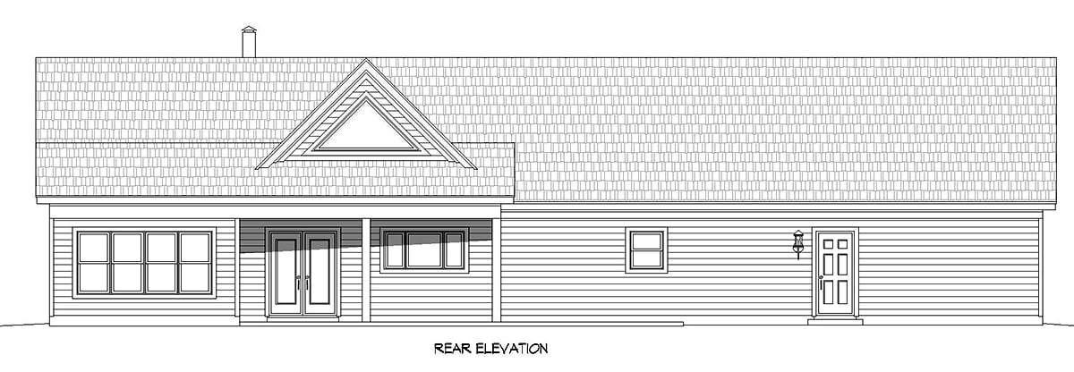 Country Farmhouse Ranch Traditional Rear Elevation of Plan 80963