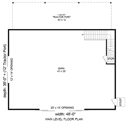 Garage Plan 80964 - 2 Car Garage First Level Plan