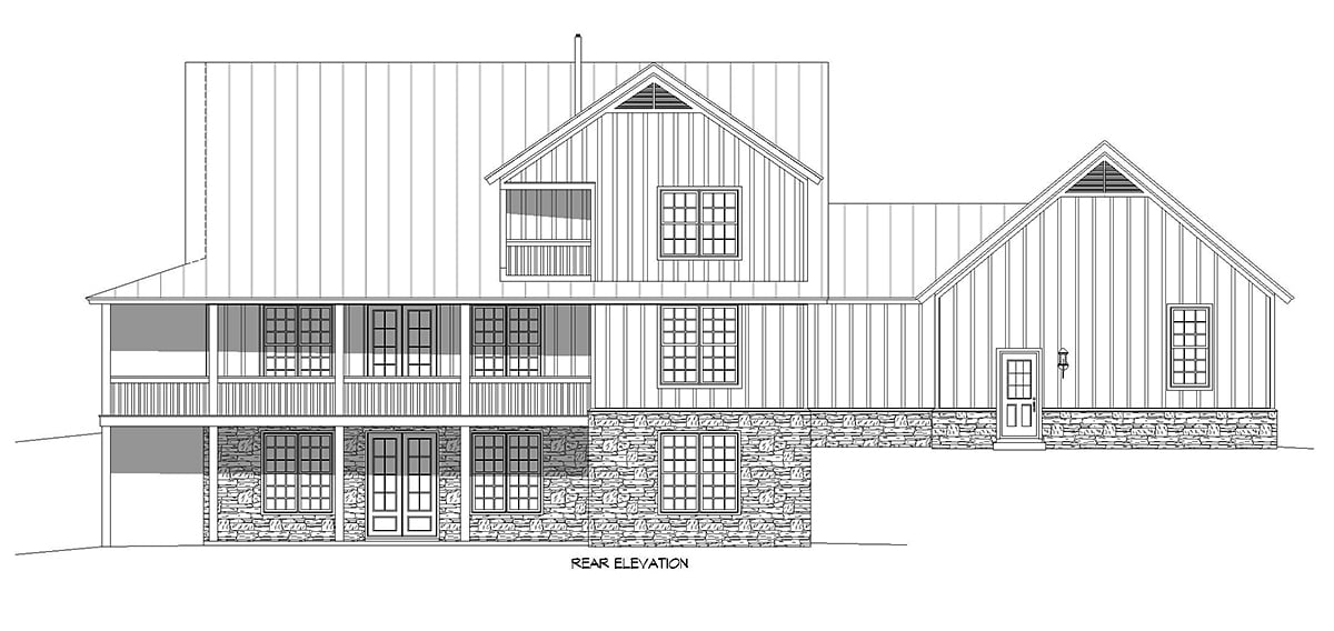 Country Farmhouse Traditional Rear Elevation of Plan 80965