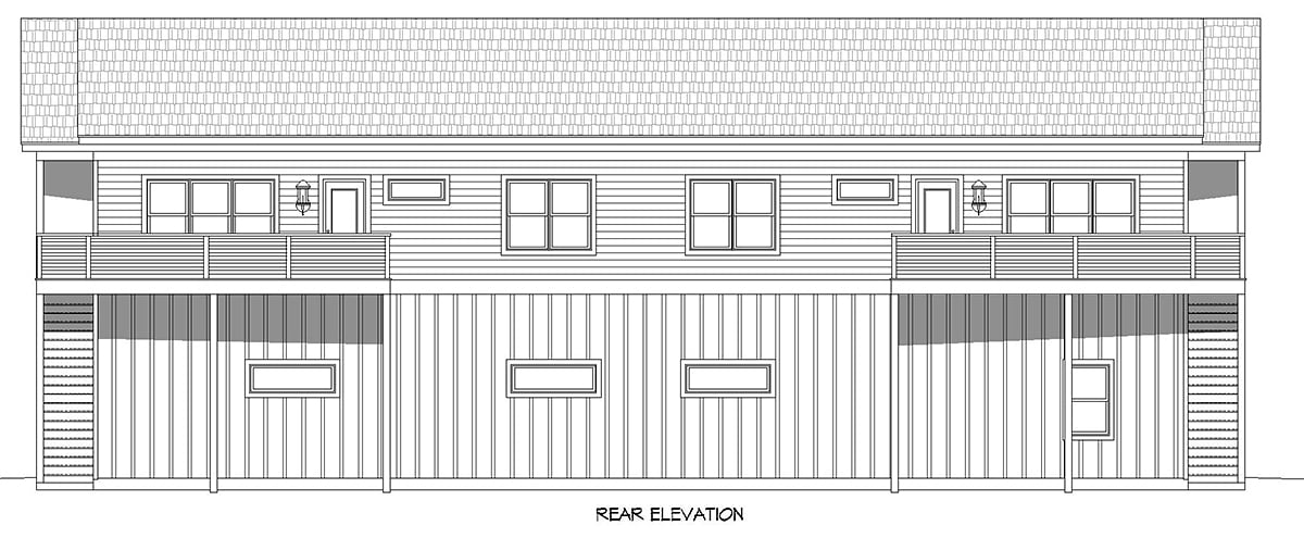 Country Traditional Rear Elevation of Plan 80969