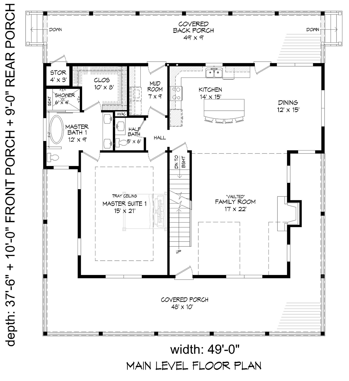 Country Farmhouse Traditional Level One of Plan 80972