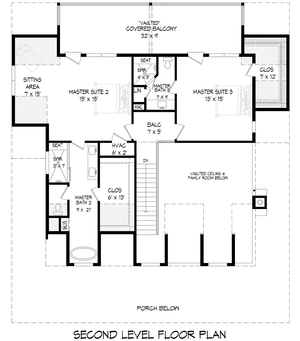 Country Farmhouse Traditional Level Two of Plan 80972