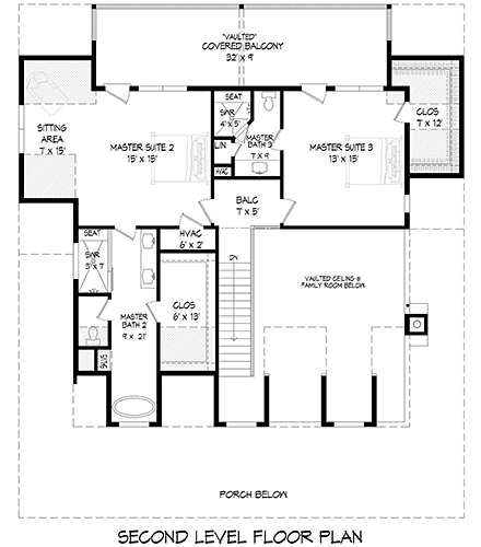 House Plan 80972 Second Level Plan